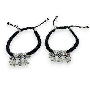 925 Silver Black Thread Anklets