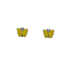 925 Silver Earrings Yellow Butterfly