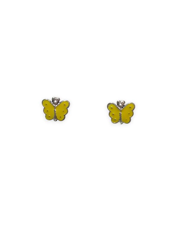 925 Silver Earrings Yellow Butterfly