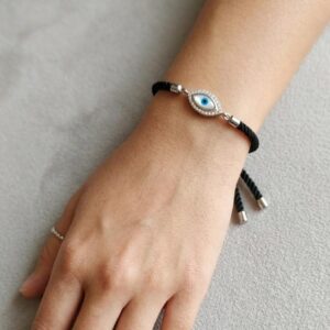 925 Silver Bracelet Black Thread
