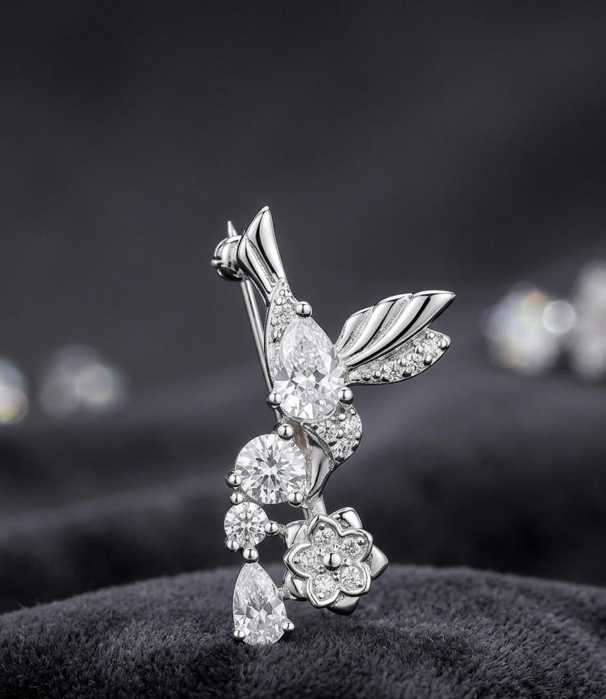 925 Silver Floral Brooch