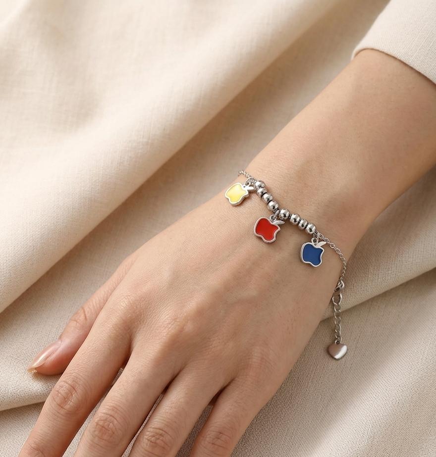 925 Silver Bracelet Apple Charms - Image 2