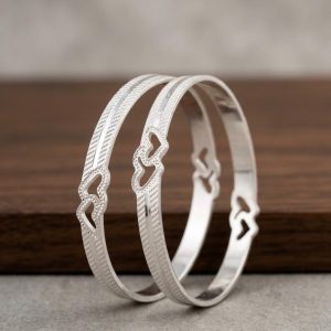 925 Silver Heart Bangles