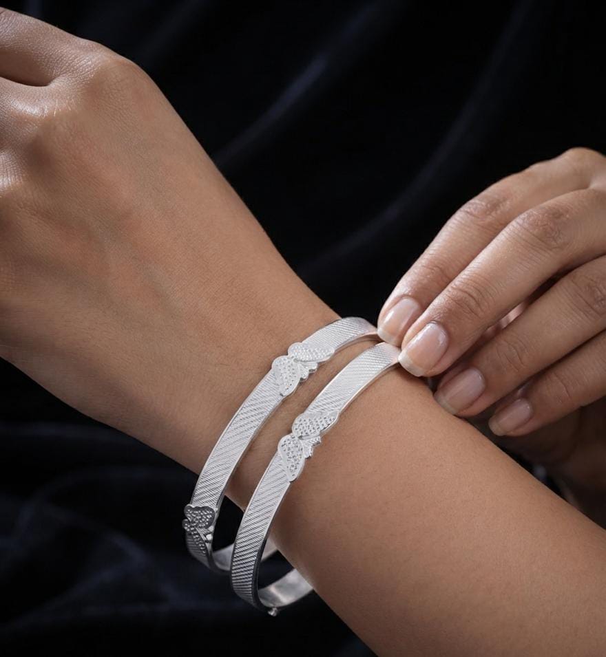 925 Silver Butterfly Bangles - Image 2