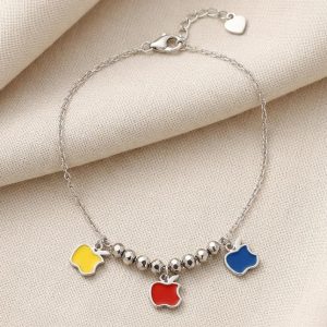 925 Silver Bracelet Apple Charms