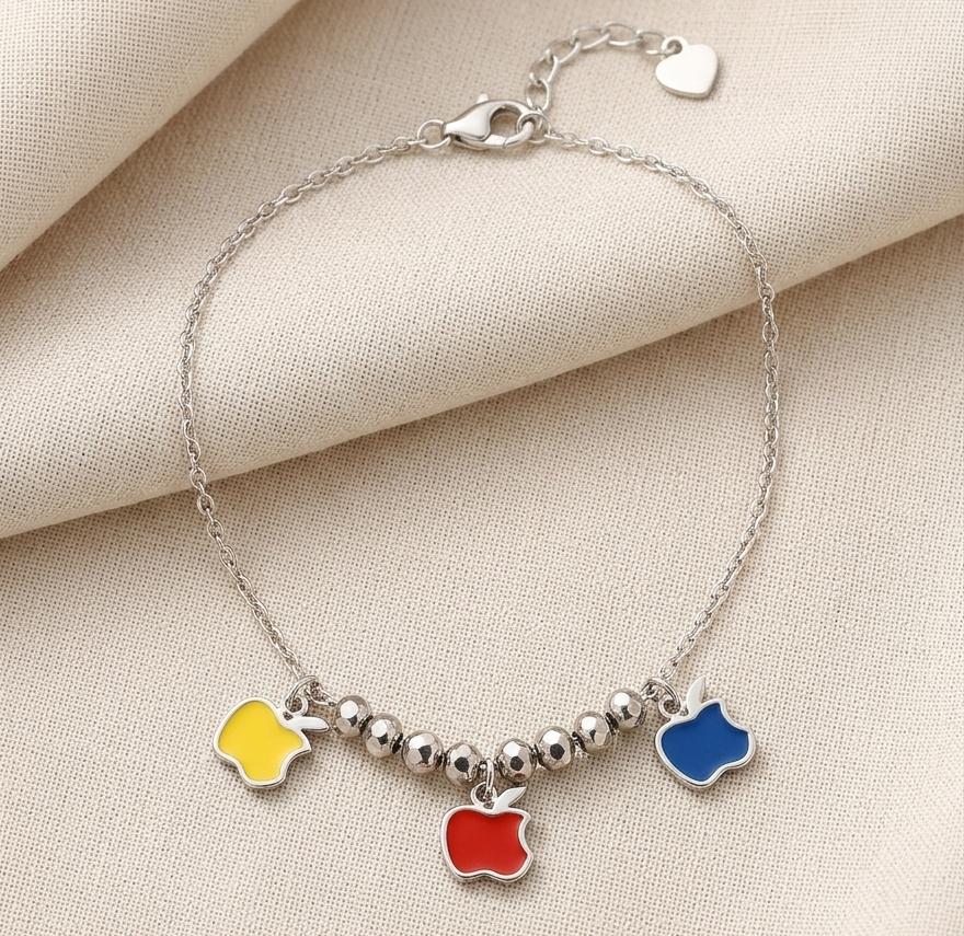 925 Silver Bracelet Apple Charms