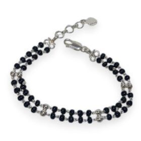 925 Silver Black Beaded Bracelet