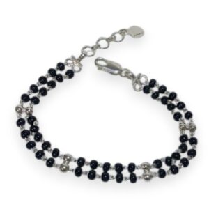 925 Silver Black Beaded Bracelet