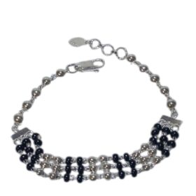 925 Silver Black Beaded Bracelet