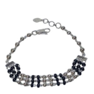 925 Silver Black Beaded Bracelet
