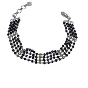 925 Silver Black Beaded Bracelet
