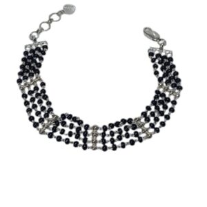 925 Silver Black Beaded Bracelet